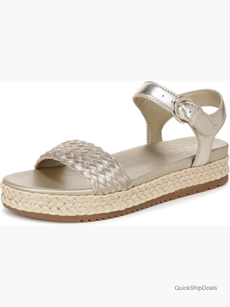 Strappy Platform Sandals With Raffia Sole And Adjustable Buckle